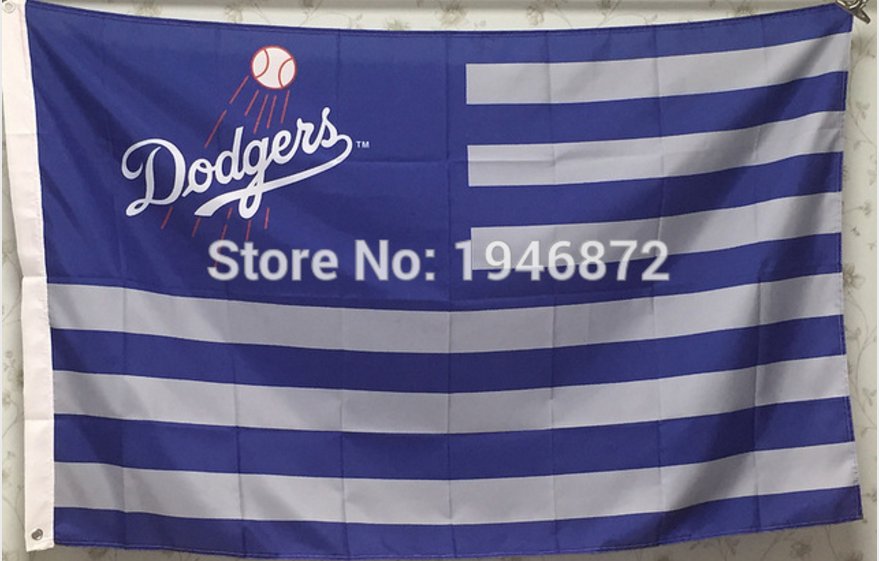Los Angeles Dodgers logo US star stripe flag 3ftx5ft Banner 100D Polyester MLB Flag