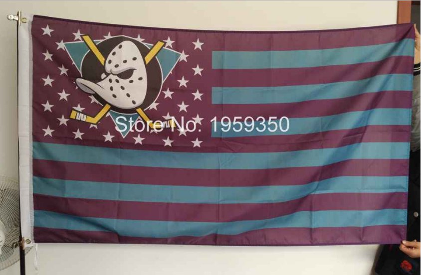 Anaheim Ducks Flag with starts and stripes 3ftx5ft Banner 100D Polyester NHL Flag