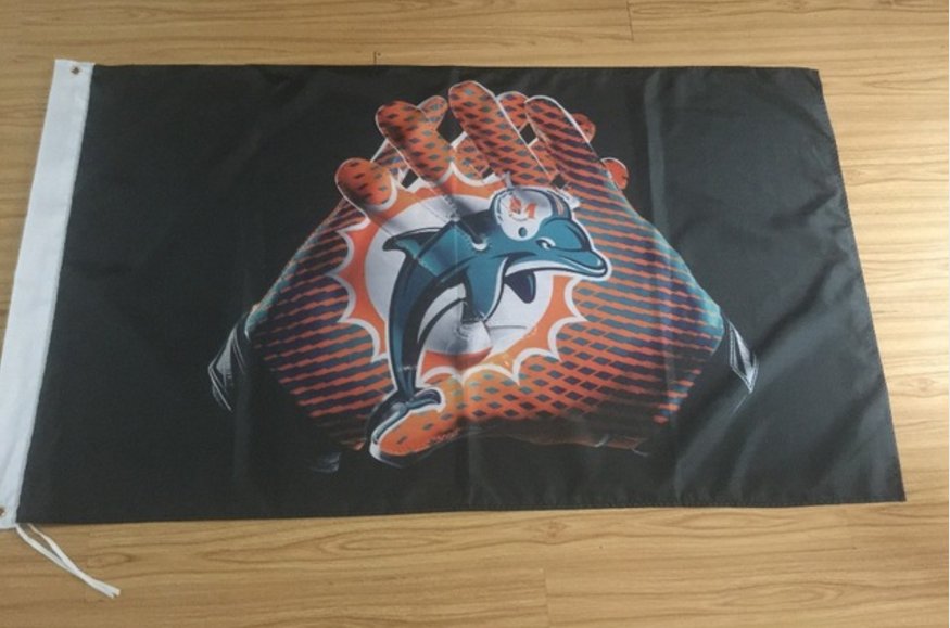 Miami Dolphins 2 Gloves 3x5 ft flag 100D Polyester flag 90x150cm