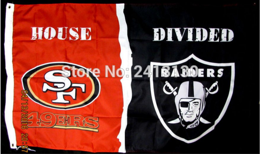 San Francisco 49ers vs. Oakland Raiders House Divided Rivalry Flag 3x5 ft