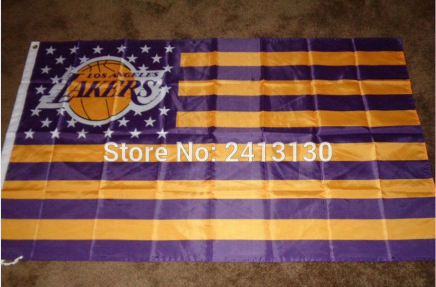 Los Angeles Lakers 3x5 ft Flag Banner NBA100D Polyester metal Grommets
