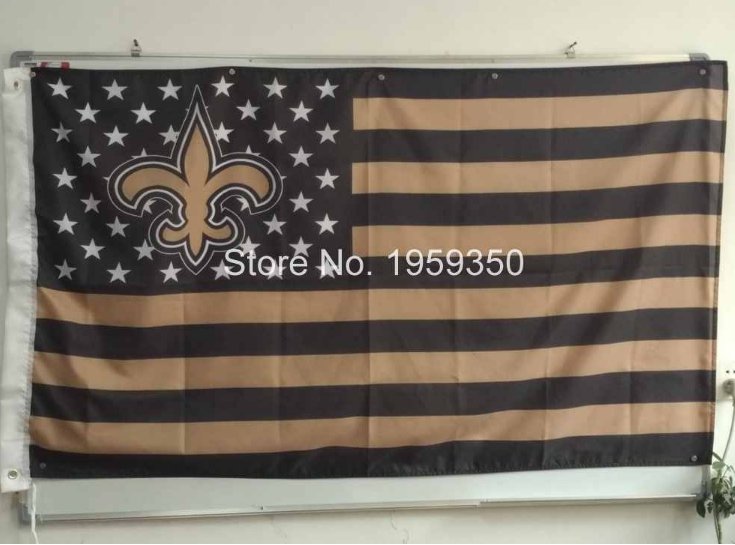 New Orleans Saints US stripe Flag 3FTx5FT Banner 100D Polyester flag 150X90CM