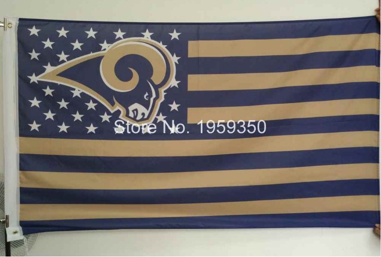 Los Angeles Rams Flag with Star and Stripe 3X5 ft NFL Flag metal Grommets 90x150cm
