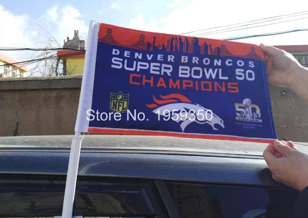 Denver Broncos Super Bowl Champions car flag 12x18inches double sided 100D Polyester NFL