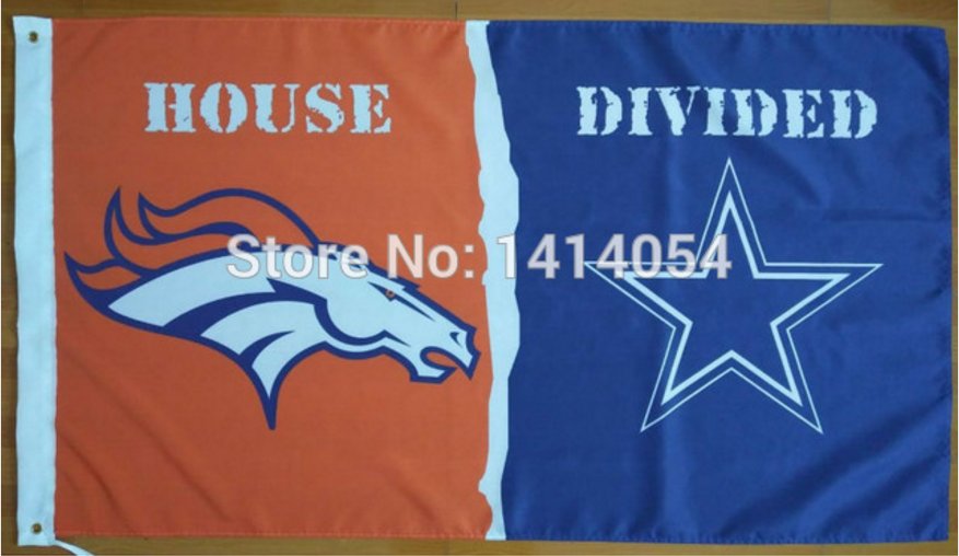 Denver Broncos vs Houston Dallas Cowboys Divided Rivalry Flag 90x150cm