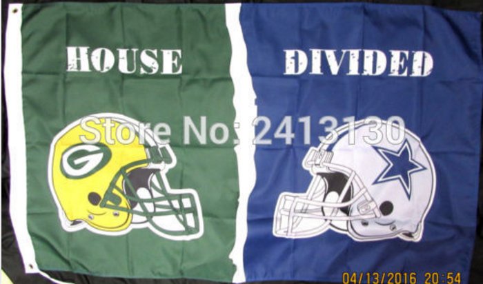 Green Bay Packers vs Dallas Cowboys House Divided Rivalry Flag 90x150cm