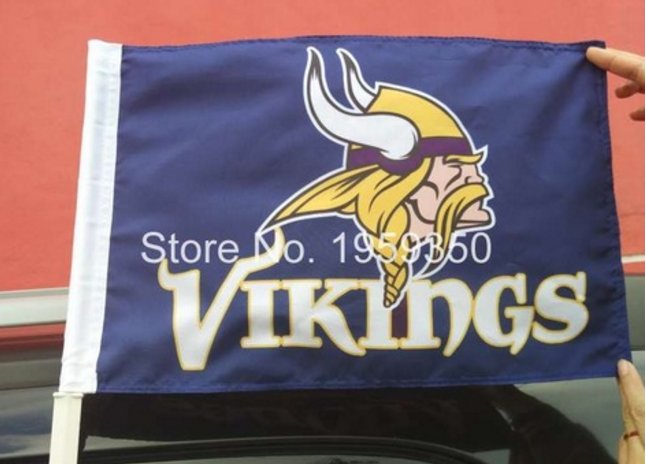Minnesota Vikings logo car flag 12x18 inches double sided 100D Polyester NFL