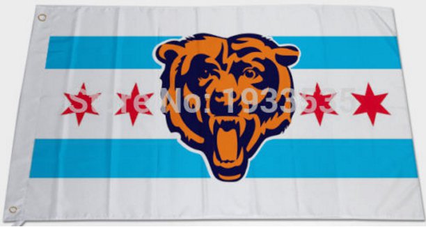 Chicago Bears Chicago flag background 3FTx5FT Banner 100D Polyester Flag metal Grommet