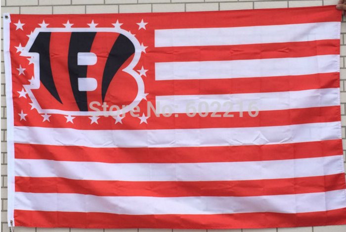 Cincinnati Bengals with US stars and stripes Flag 3FTx5FT Banner 100D Polyester flag style 2