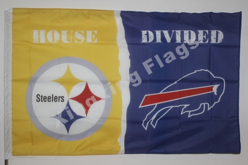 Pittsburgh Steelers vs Buffalo Bills House Divided Rivalry Flag 90x150cm metal grommets