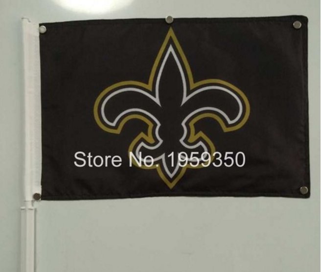 Car flag New Orleans Saints logo 12x18 inches 30x45cm double sided 100D Polyester