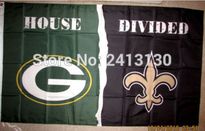 Green Bay Packers vs. New Orleans Saints House Divided Rivalry Flag ...