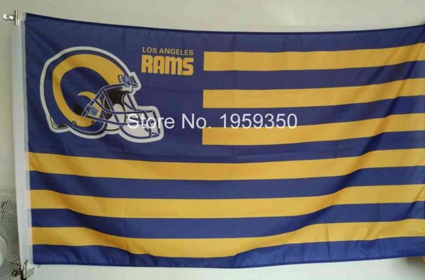 Los Angeles Rams Flag helmet with Stripe 3FTx5FT Banner 100D Polyester Flag 90x150cm