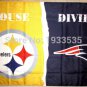 Pittsburgh Steelers vsNew England Patriots House Divided Rivalry Flag 90x150cm metal grommets