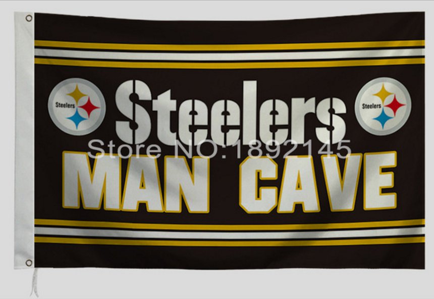 Pittsburgh Steelers Man Cave flag 3FTx5FT Banner 100D Polyester Flag metal Grommets