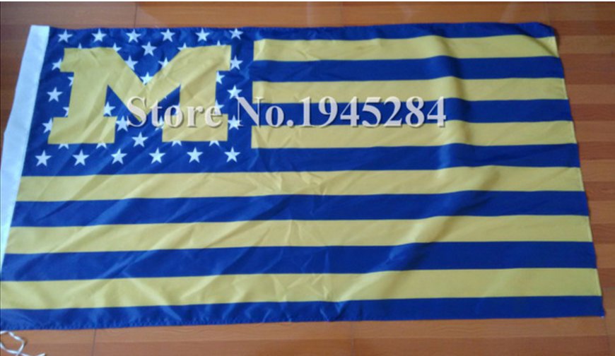 Michigan Wolverines logo with starts and stripes Flag 3ft x 5ft Polyester 90x150cm style 1