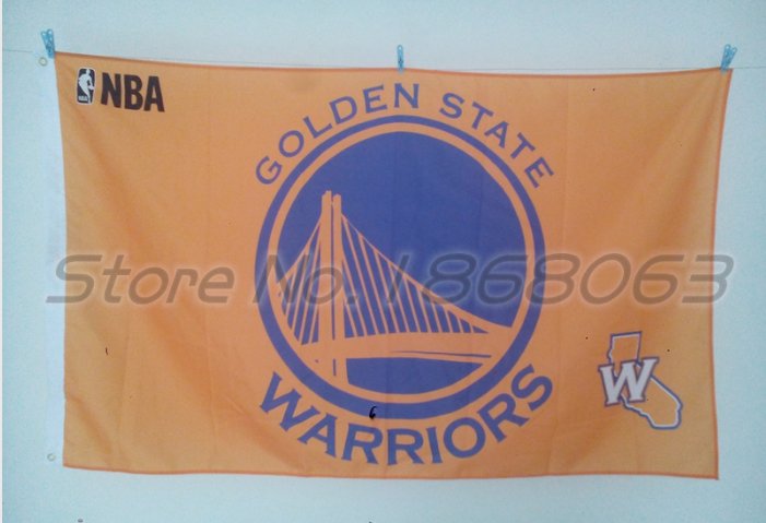 Golden State Warriors big logo Flag yellow blackground 3x5 FT 150X90CM