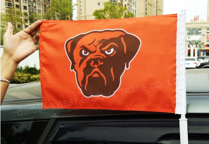 Double sided Cleveland Browns car flag 12x18 inches 100D Polyester NFL with flag
