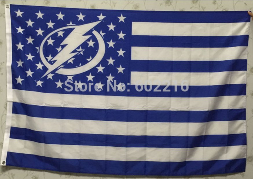 Tampa Bay Lightning logo star and stripes Flag with stripes and logo 3ft x 5ft Polyester fans flags