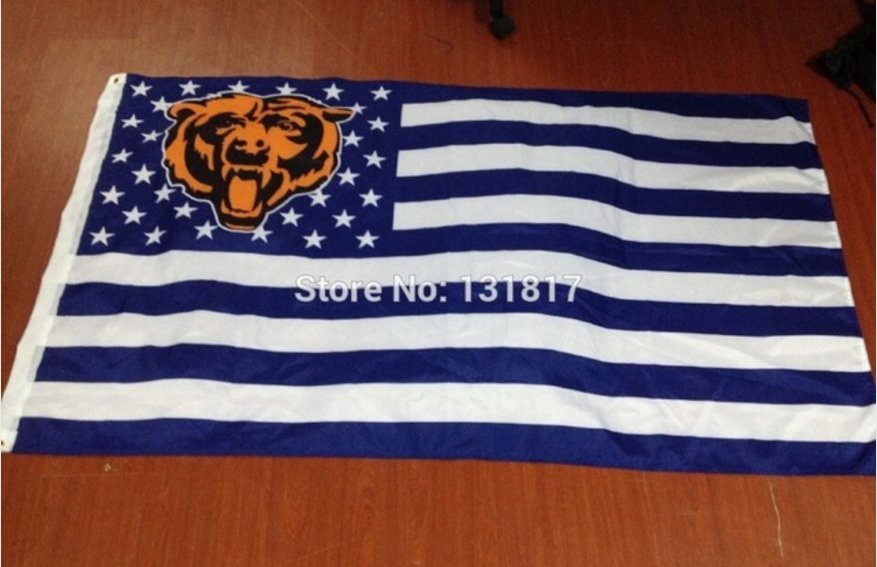 Chicago Bears logo with stars and stripes Flag 3FTx5FT Banner 100D Polyester flag style 2