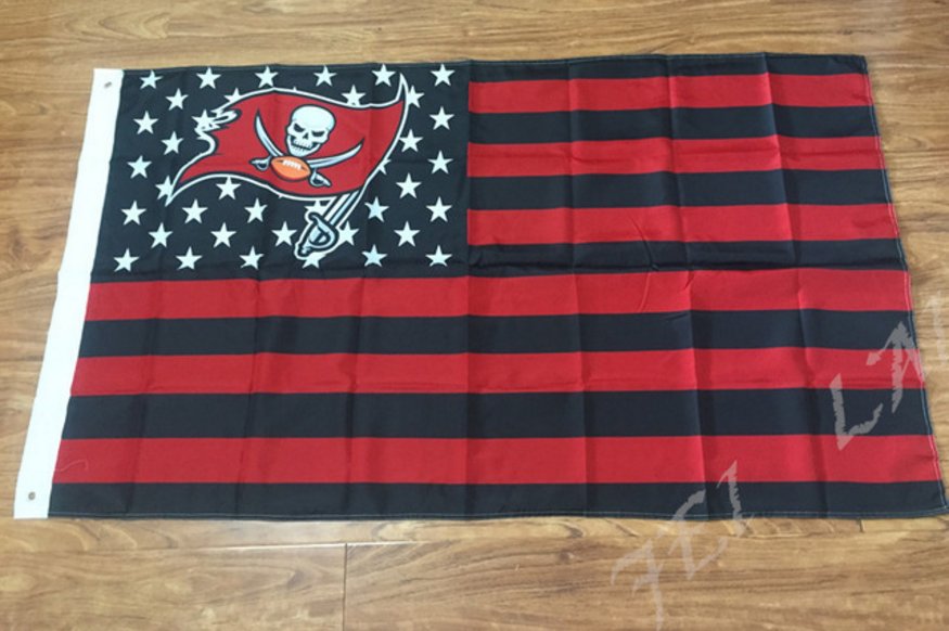 Tampa Bay Buccaneers logo with US stars and stripes Flag 3FTx5FT