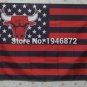 Chicago Bulls black background starts and stripes Flag 3ft x 5ft Polyester 90x150cm