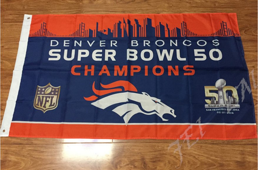 Denver Broncos 50th Super Bowl Champions Flag 3ft x 5ft Polyester flag