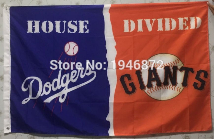 Los Angeles Dodgers vs San Francisco Giants house divided Flag 3ft x 5ft