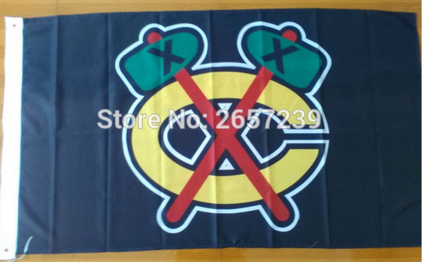 Chicago Blackhawks Flag 3ftx5ft Banner 100D Polyester NHL Flag style 3
