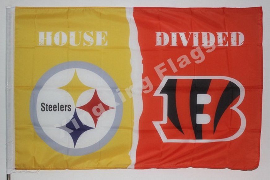 Pittsburgh Steelers vs Cincinnati Bengals House Divided Rivalry Flag 90x150cm