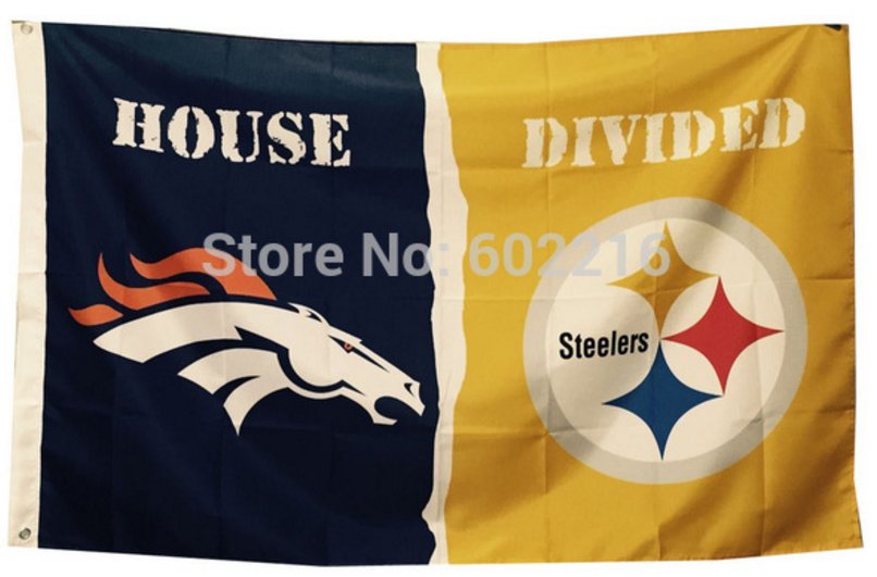 Denver Broncos vs Pittsburgh Steelers Cowboys Divided Rivalry Flag 90x150cm