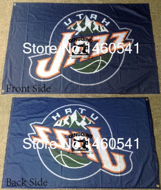 Utah Jazz big logo Flag 3x5 FT 150X90CM Banner 100D Polyester flag 2 metal holes