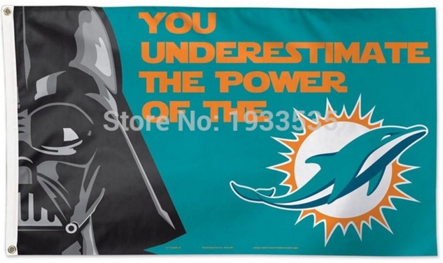 Miami Dolphins star wars flag 3ftx5ft Banner 100D Polyester Flag metal Grommets