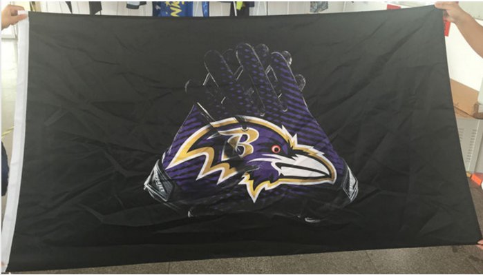 Baltimore Ravens Flag 3x5 FT Banner Gloves Logo 90x150cm 2 metal grommets