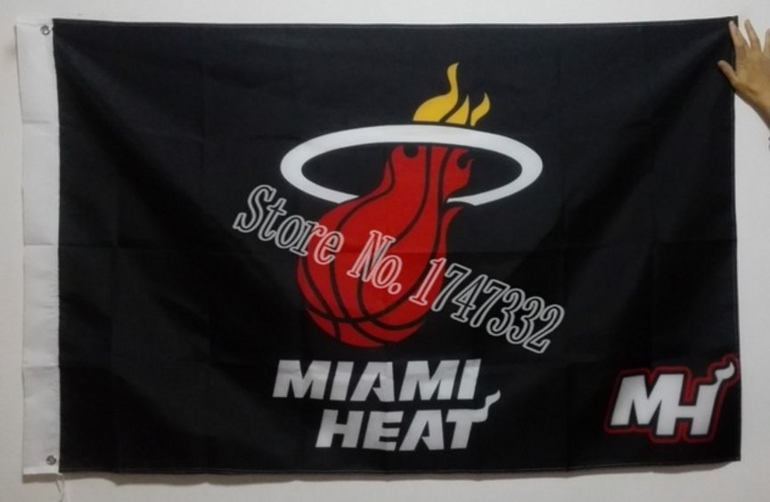 Miami heat Flag 3x5 FT 150X90CM Banner 100D Polyester NBA flag two metal grommets