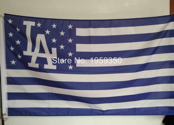 Los Angeles Dodgers with starts and stripes flag 3x5 FT Banner 100D Polyester MLB Flag