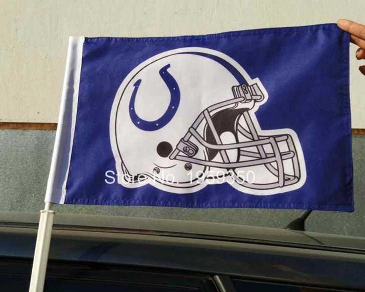 Indianapolis Colts Helmet car flag 12x18inches 30x45cm double sided 100D Polyester