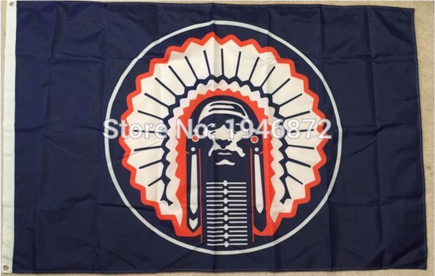Illinois Fighting Illini Helmet Flag 3ftx5ft Banner 100D Polyester NCAA Flag style 2