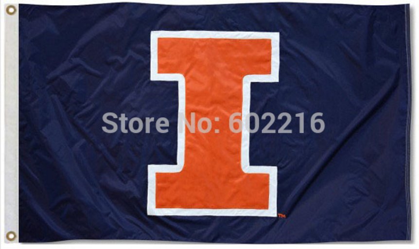 Illinois Fighting Illini Helmet Flag 3ftx5ft Banner 100D Polyester NCAA Flag style 3