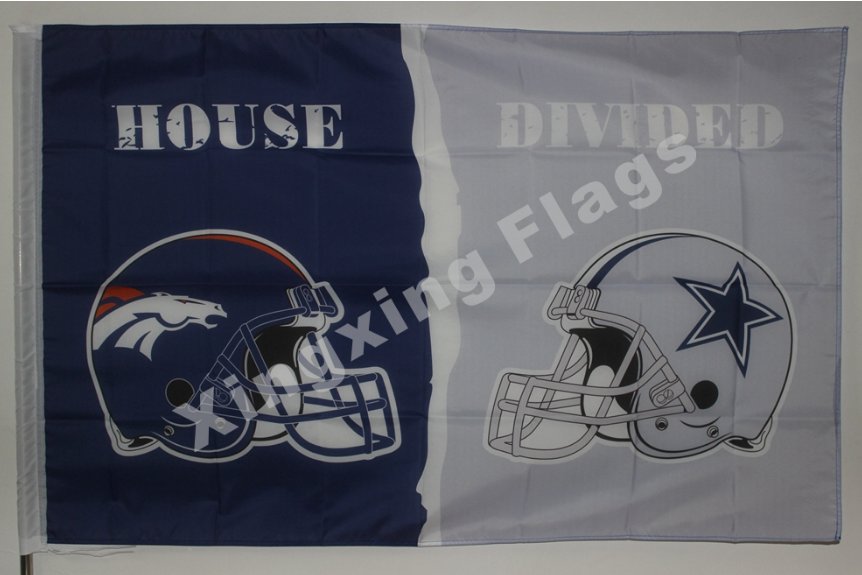 Denver Broncos vs Cowboys House Divided Rivalry Flag 90x150cm metal grommets