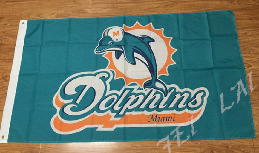 Miami Dolphins logo car flag 12x18inches double sided 100D Polyester NFL