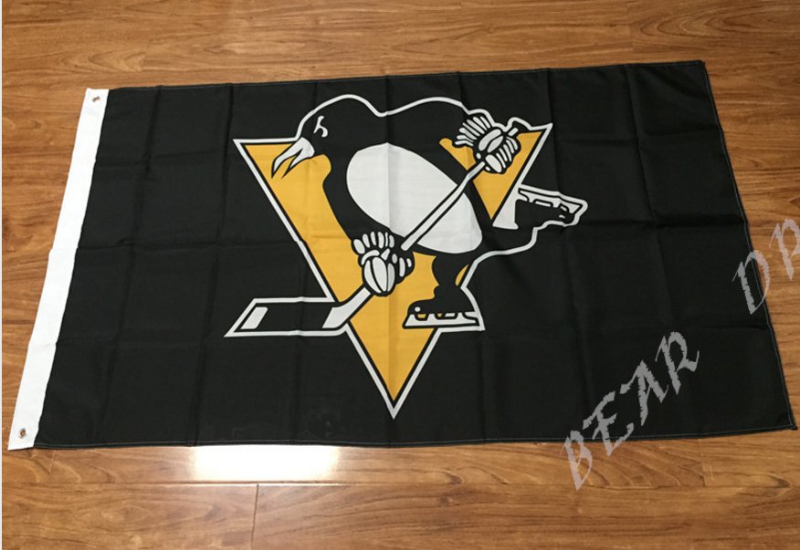 Pittsburgh Penguins Flag 3ftx5ft Banner 100D Polyester NHL Flag style 1