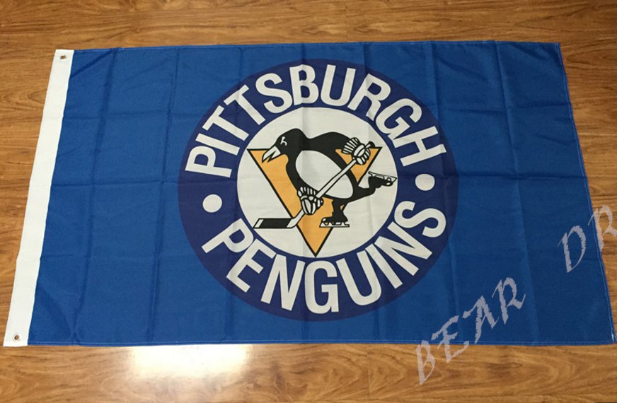 Pittsburgh Penguins Flag 3ftx5ft Banner 100D Polyester NHL Flag style 2