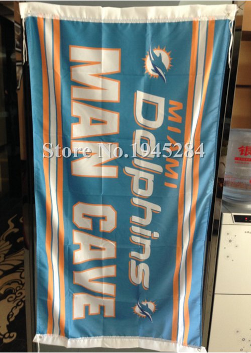 Miami Dolphins man cave flag 3ftx5ft Banner 100D Polyester Flag metal Grommets