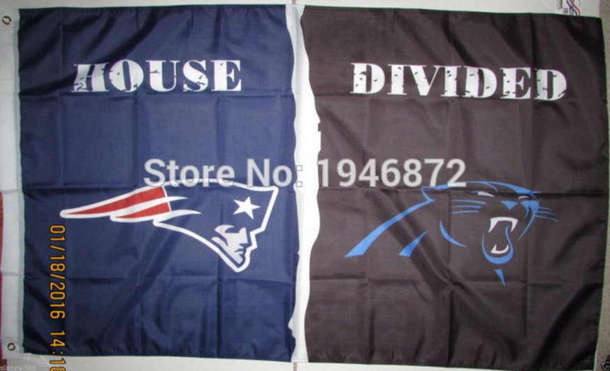 New England Patriots vs Carolina Panthers House Divided Rivalry Flag 90x150cm