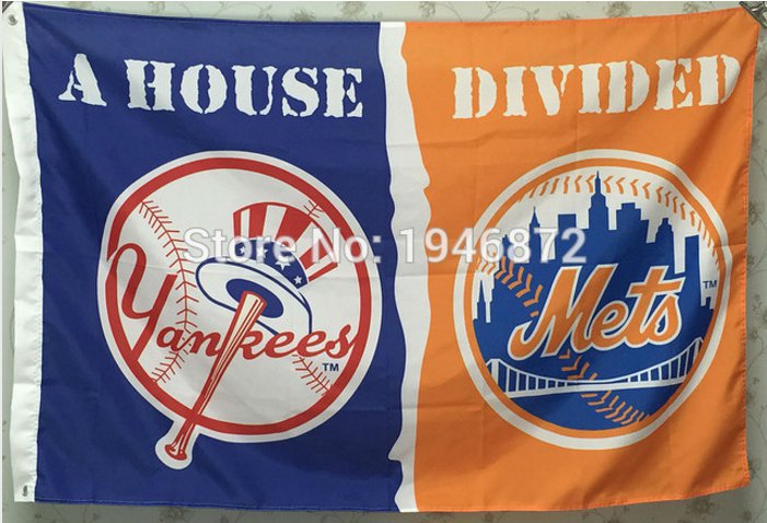 New York Yankees vs New York Mets house divided Flag 3ft x 5ft Polyester Banner 90x150cm