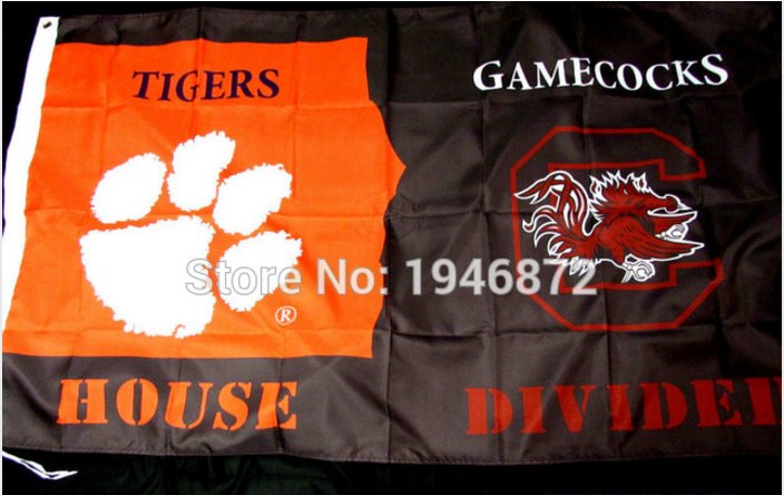 Clemson Tigers vs South Carolina Gamecocks House Divided Rivalry Flag 90x150cm
