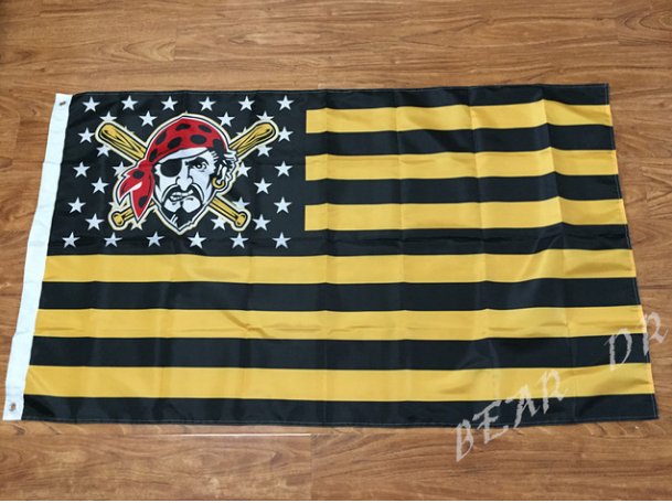 Pittsburgh Pirates Flag with stripes and logo 3ft x 5ft Polyester fans flags style 2