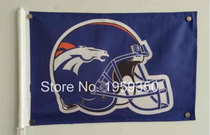 Denver Broncos Helmet logo car flag 12x18 inches double sided 100D Polyester 30x45cm