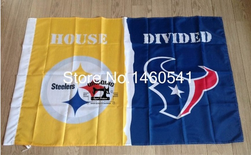 Pittsburgh Steelers vs Houston Texans House Divided Rivalry Flag 90x150cm metal grommets